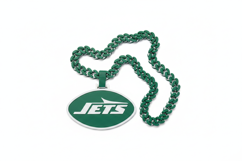Custom 3D printed New York Jets hype chain necklace on white background